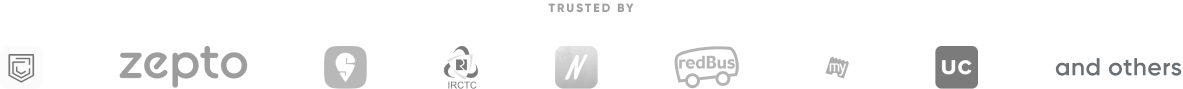 trusted by: Zepto, IRCTC, redBus, Urban Company, Nykaa, boAt, and others